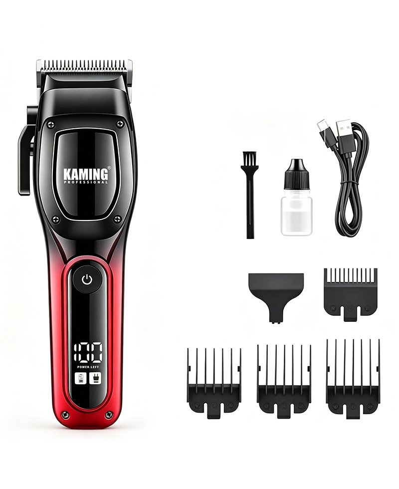 Kaming 1709 Nouvelle tondeuse à cheveux professionnelle haute puissance avec affichage numérique pour salon et toilettage pour hommes