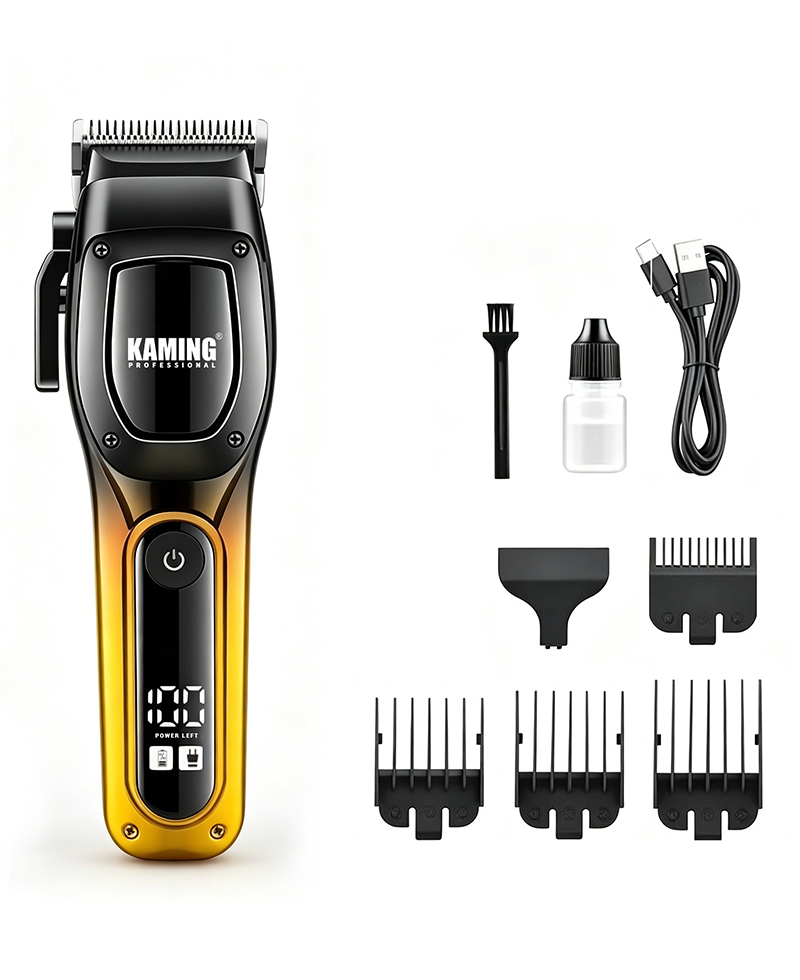 Kaming 1709 Nouvelle tondeuse à cheveux professionnelle haute puissance avec affichage numérique pour salon et toilettage pour hommes