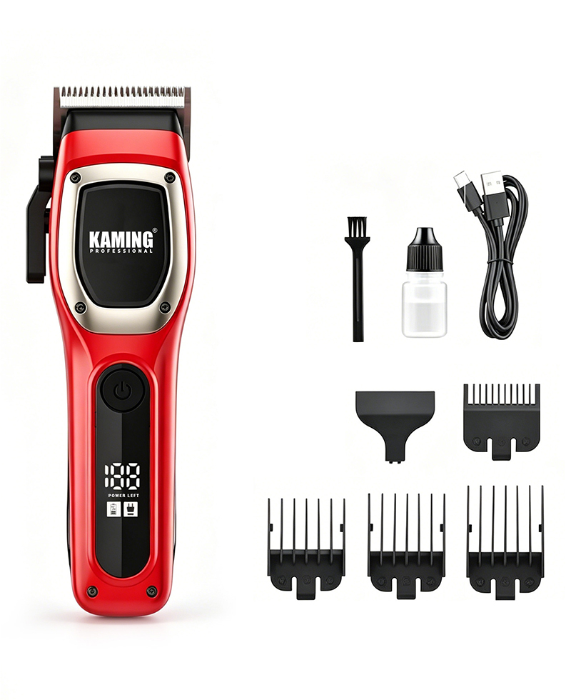 Kaming 1709 Nouvelle tondeuse à cheveux professionnelle haute puissance avec affichage numérique pour salon et toilettage pour hommes